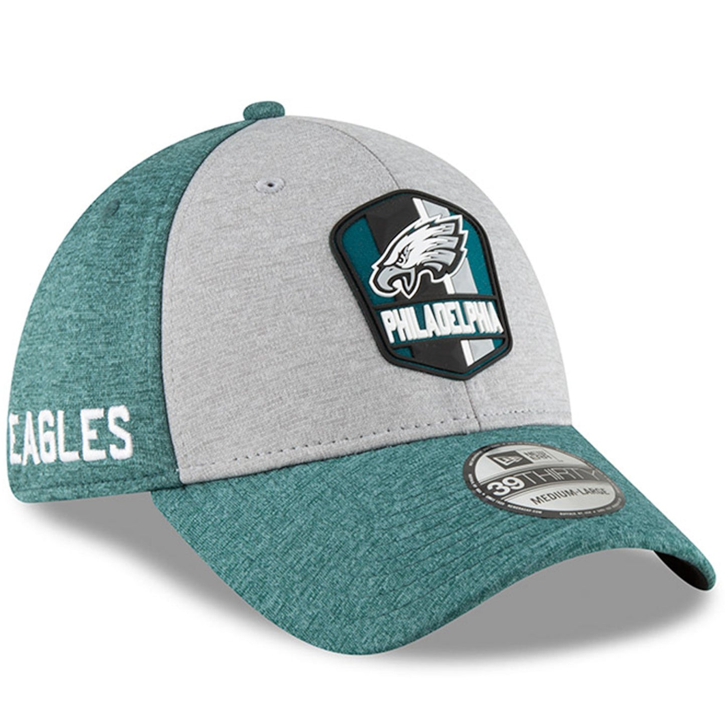Mens Philadelphia Eagles NFL18 Road Sideline 39THIRTY Flex Fit Hat By New Era