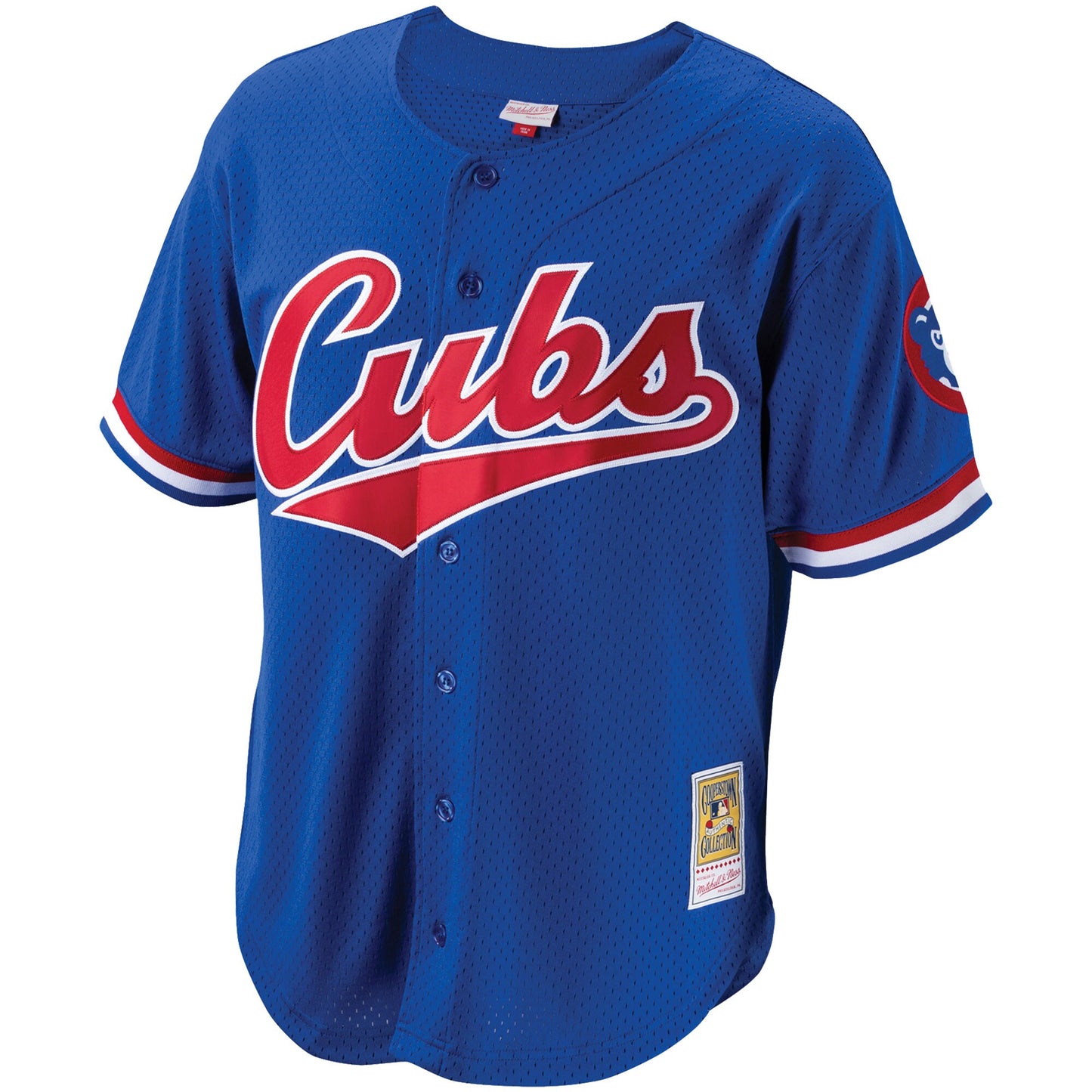 Men's Chicago Cubs Ryne Sandberg Mitchell & Ness Royal 1996 Cooperstown Collection Mesh Batting Practice Button-Up Jersey