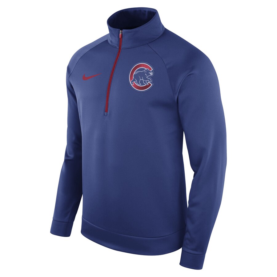 Men's Chicago Cubs Nike Royal Therma Top Bench Half-Zip Pullover Jacket