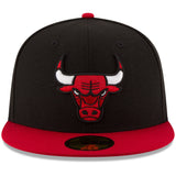 Men's Chicago Bulls New Era Black/Red Official Team Color 2Tone 59FIFTY Fitted Hat - Pro Jersey Sports