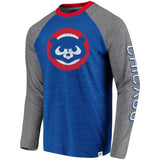 Men's Chicago Cubs Fanatics Branded Royal/Gray True Classics Long Sleeve Raglan T-Shirt - Pro Jersey Sports
