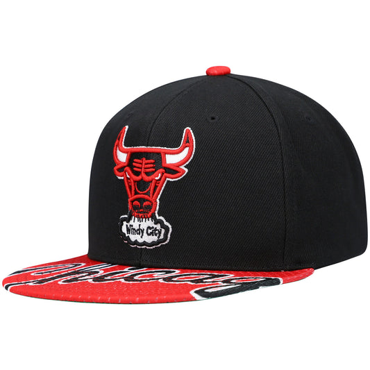 Men's Mitchell & Ness Black/Red Chicago Bulls Hardwood Classics Snapshot Adjustable Snapback Hat