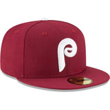 Men's Philadelphia Phillies New Era Maroon Cooperstown Collection Wool 59FIFTY Fitted Hat - Pro Jersey Sports