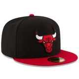 Men's Chicago Bulls New Era Black/Red Official Team Color 2Tone 59FIFTY Fitted Hat - Pro Jersey Sports