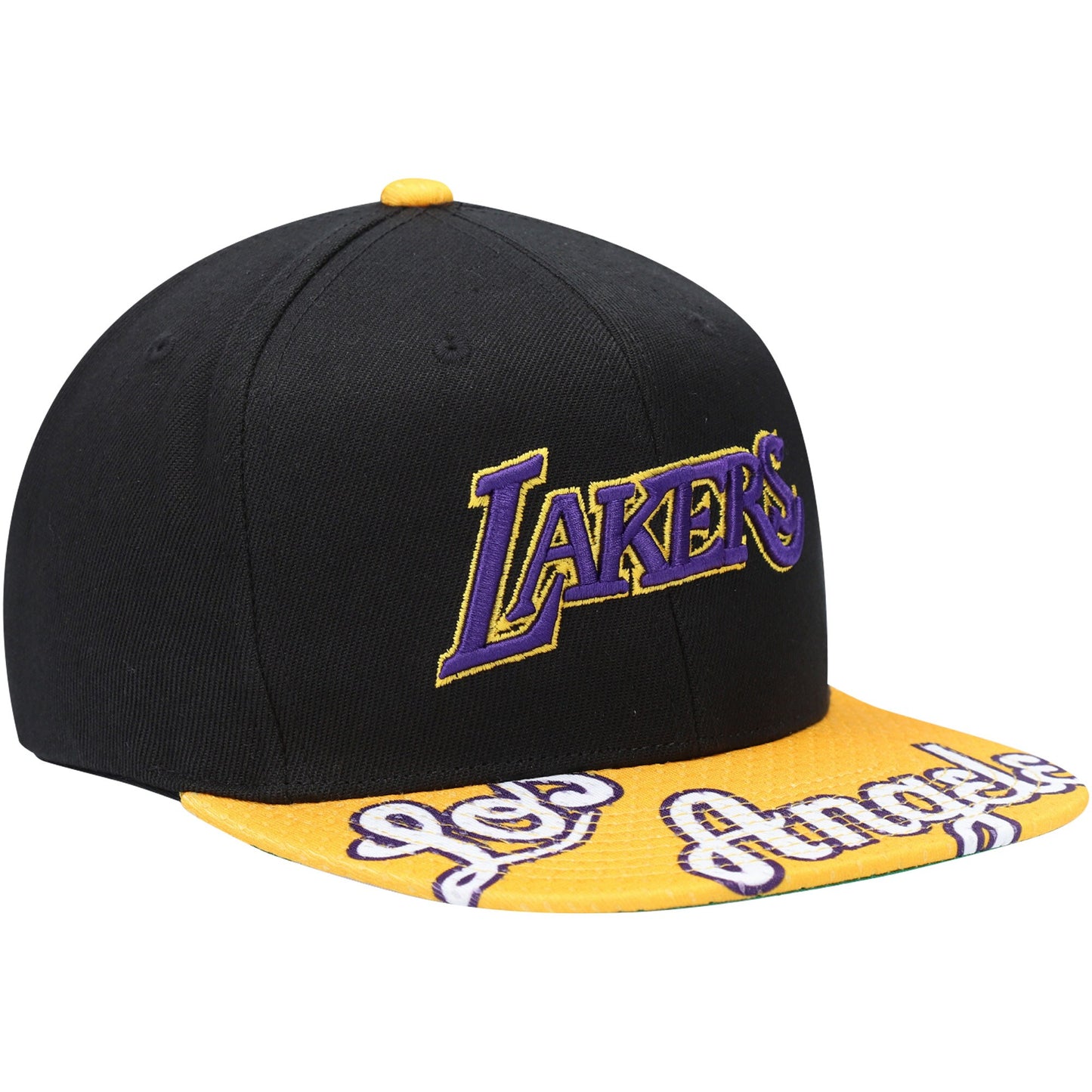 Men's Mitchell & Ness Black/Gold Los Angeles Lakers Hardwood Classics Snapshot Adjustable Snapback Hat