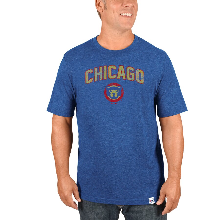 Men's Chicago Cubs Majestic Royal Cooperstown Collection Eephus Pitch Softhand T-Shirt