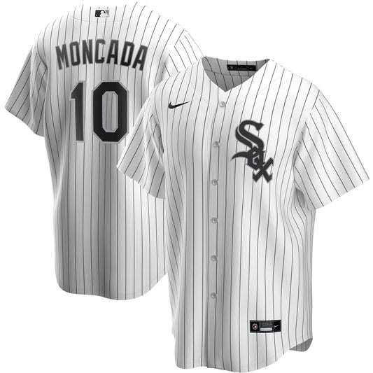 NIKE Men's Yoan Moncada Chicago White Sox White Home Premium Stitch Replica Jersey