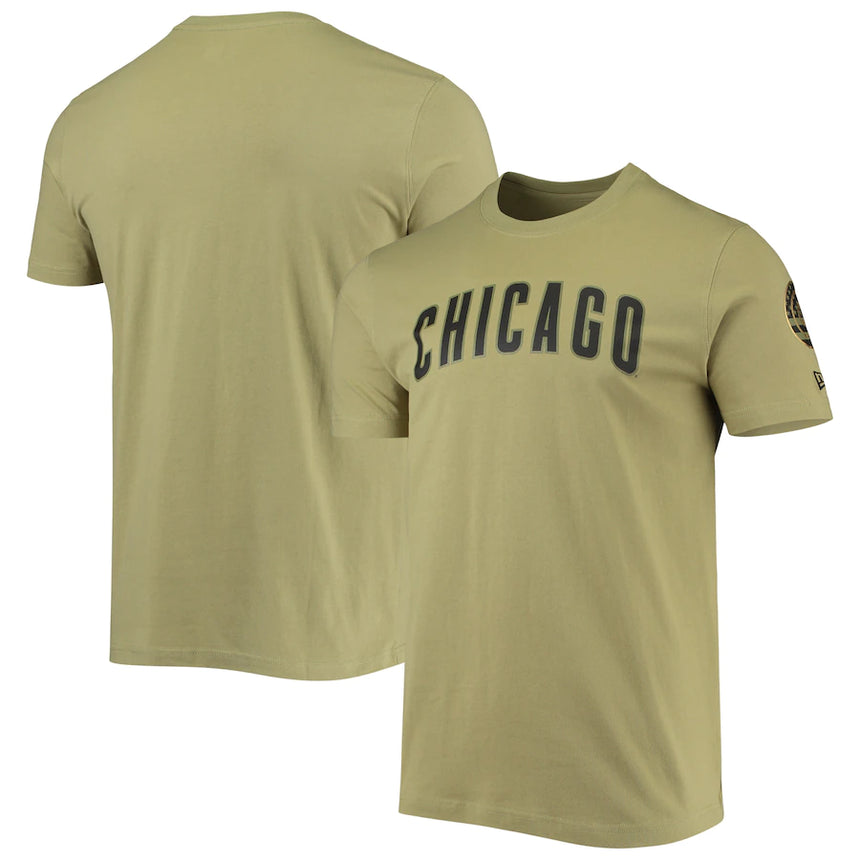 Men's Chicago Cubs Armed Forces Olive New Era Tee - Pro Jersey Sports