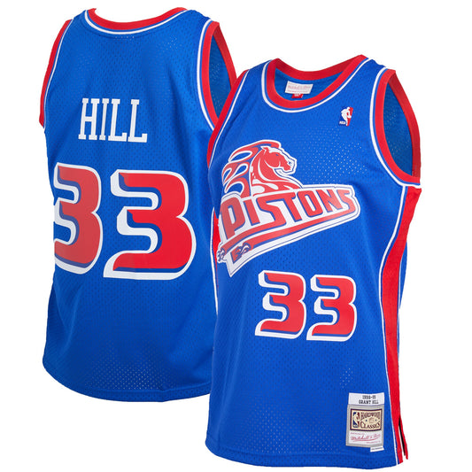 Men's Detroit Pistons Grant Hill Mitchell & Ness Blue 1998-99 Hardwood Classics Reload 2.0 Swingman Jersey