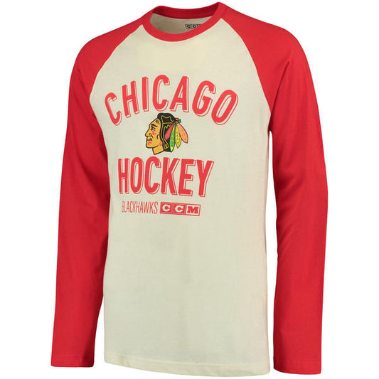 Mens Chicago Blackhawks Finished Long Sleeve Crew Neck Tee By CCM