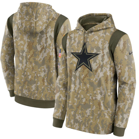 Men's Nike Camo Dallas Cowboys 2021 Salute To Service Therma Performance Pullover Hoodie