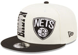 Brooklyn Nets New Era 2022 NBA Draft 9FIFTY Snapback Adjustable Hat - Cream/Black - Pro Jersey Sports