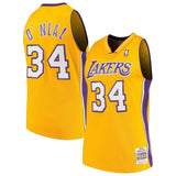 Men’s Shaquille O’Neal Los Angeles Lakers 1999-00 Gold Swingman Replica Jersey By Mitchell & Ness - Pro Jersey Sports