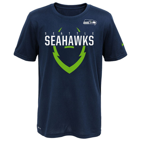 Youth Seattle Seahawks Nike Dri-Fit Navy Icon Performance Tee - Pro Jersey Sports - 1