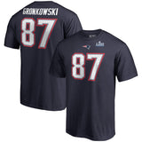 Men's New England Patriots Rob Gronkowski Super Bowl LII Bound Eligible Receiver Patch Navy Name & Number T-Shirt - Pro Jersey Sports