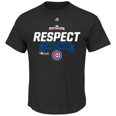 Men's Chicago Cubs Majestic Black 2016 Division Series Clincher Respect Locker Room T-Shirt - Pro Jersey Sports