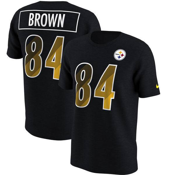 Men's Pittsburgh Steelers Black Nike Antonio Brown Prism Player Tee - Pro Jersey Sports