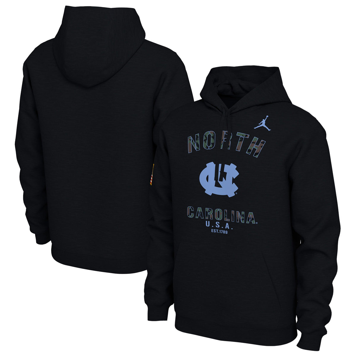 Nike North Carolina Tar Heels Mens Black Camo Veterans Day Long Sleeve Hoodie - Pro Jersey Sports