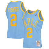Men's Los Angeles Lakers Derek Fisher Mitchell & Ness Powder Blue 2001-02 Hardwood Classics Swingman Jersey - Pro Jersey Sports