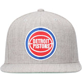 Detroit Pistons Gray Heather 2.0 Mitchell & Ness Snapback Hat - Pro Jersey Sports