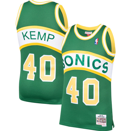 Men's Shawn Kemp Seattle Supersonics Mitchell & Ness 1994-1995 Green NBA Swingman Hardwood Classics Jersey